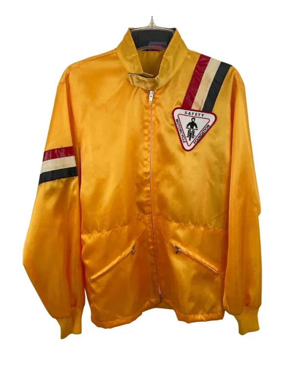 Vintage 70s Motorcycle Safety Nylon Jacket Large Road Rider Biker Yellow Size M